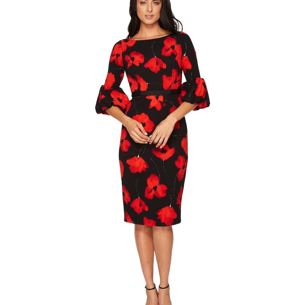 LIKE NEW MAGGY LONDON DRESS Floral Black/Red!!